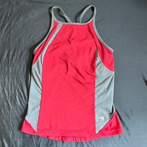 Mountain hardwear red gray color block active tank small